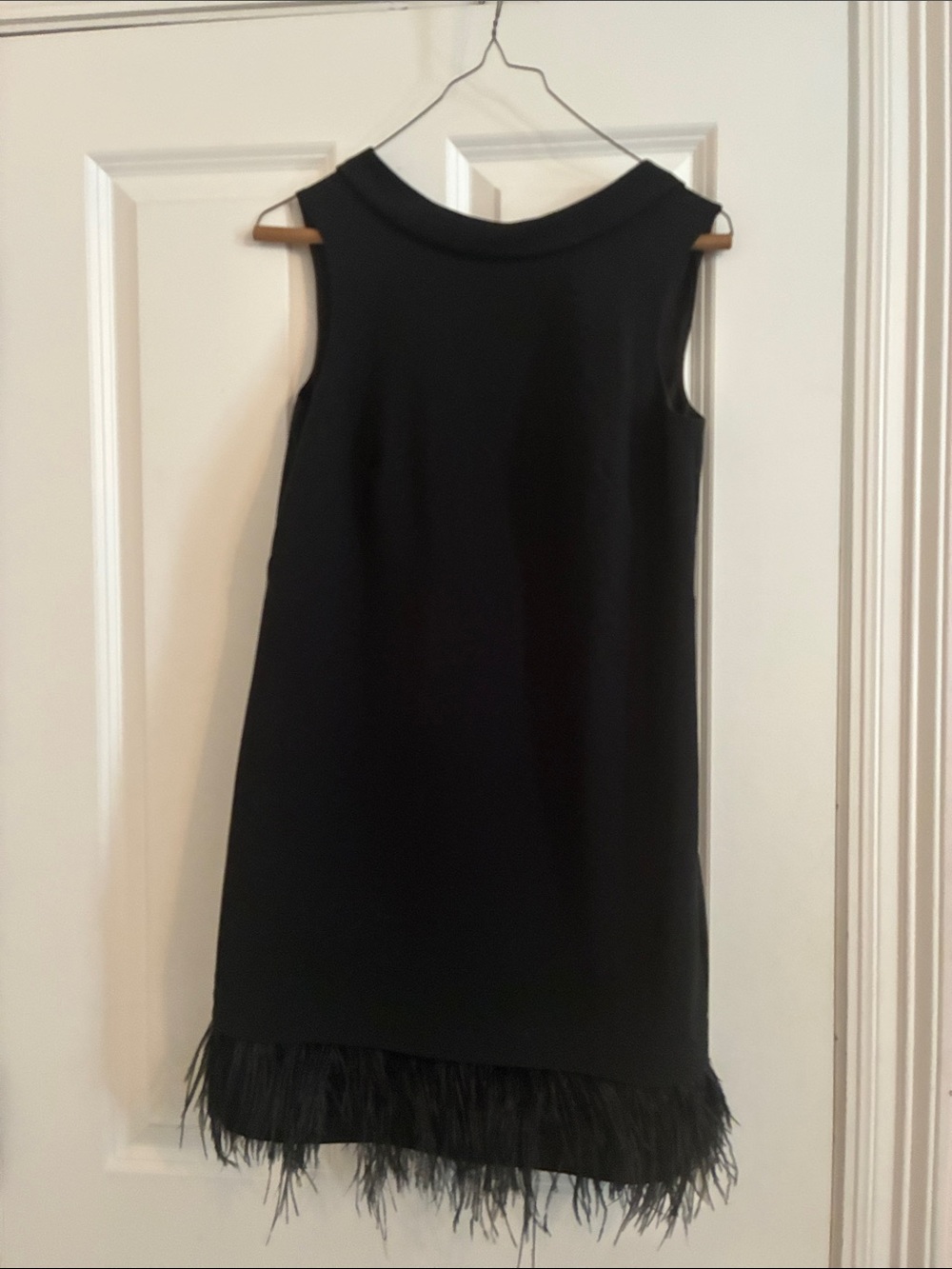 Ann Taylor Black Sleeveless Feather-Hem Cocktail Dress